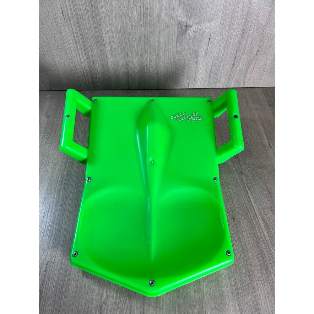 Swiss-Bob by Paris Neon Green Plastic Snow Sled Made in Switzerland Vintage
